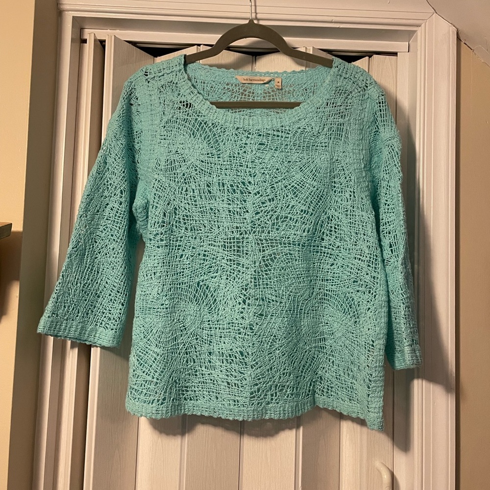 Soft Surroundings Sheer Crocheted Boxy Top